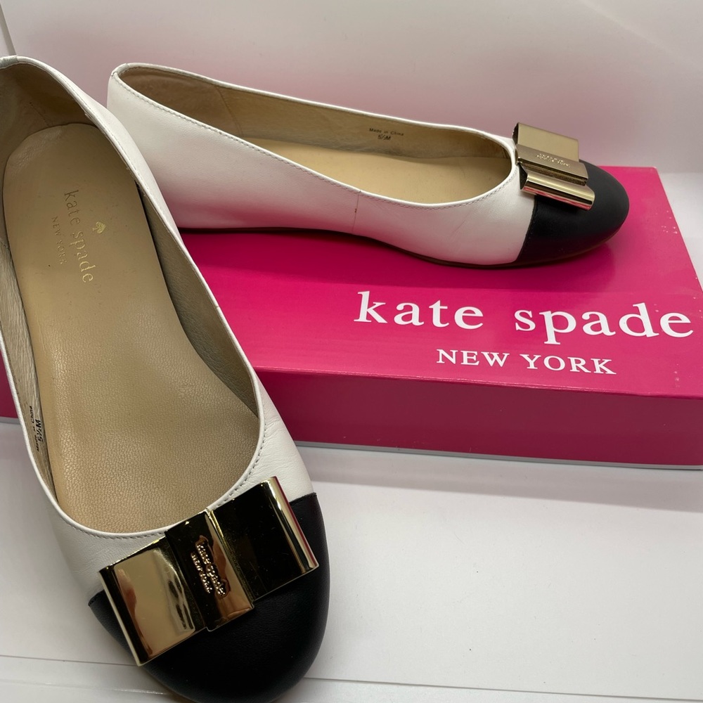 Black, White and Gold Kate Spade Ballet Flats